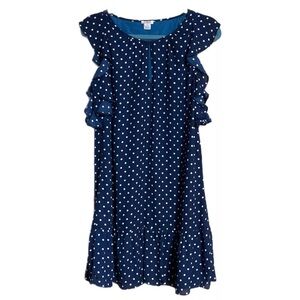 J Crew XS Polka Dot Ruffle Sleeve Lined Dress EUC P7317E3403
